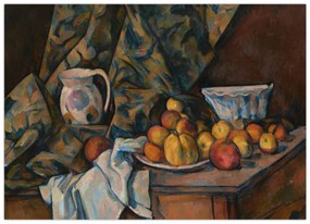 Sklenený obraz - Paul Cézanne, Still Life with Apples and Peaches, reprodukcia (70x50 cm)