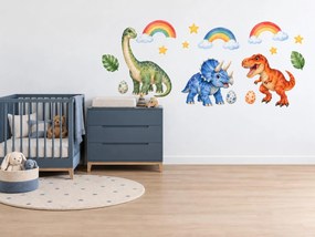 Dinosaury pod dúhou farebné detské nálepky s dúhou na stenu arch 46 x 22 cm