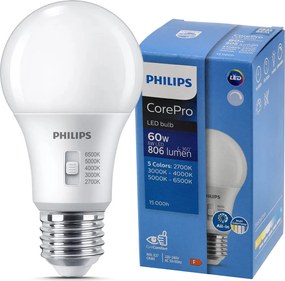 LED žiarovka E27 stmievateľná 8W 806lm A60 5CCT Philips 2700K - 6500K