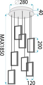 Toolight Toolight, LED závesné svietidlo 18W, 3000K, 1500lm, LHJ089-7CP, čierna, OSW-50064