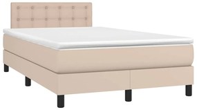 Boxspring posteľ+matrac a LED, kapučínová 120x190cm, umelá koža 3270140