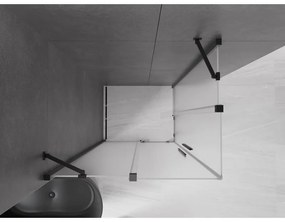 Mexen Velar Duo, sprchový kút s posuvnými dverami 90 x 80 cm, 8mm sklo námraza, čierna matná, 871-090-080-32-70