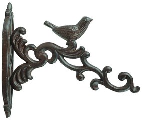 Liatinový držiak na kvetináč Bird, 5x21,5 cm, hnedá
