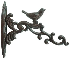 Liatinový držiak na kvetináč Bird, 5x21,5 cm, hnedá