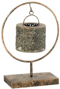 Medený kovový svietnik antik na podstavci Tanty - 25*12*34cm
