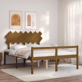 Rám postele s čelom medový 5FT masívne drevo veľkosti King 3195554