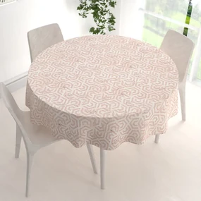 Biante Zamatový okrúhly obrus Tamara TMR-029 Ružovobéžové hexagony s čiernym žíhaním Ø 90 cm