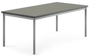 Stôl SONITUS, 1600x800x600 mm, linoleum - tmavošedá, strieborná