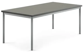 Stôl SONITUS, 1600x800x600 mm, linoleum - tmavošedá, strieborná