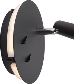 Moderná čierna nástenná lampa vrátane LED s USB-C - Croft