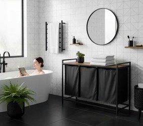 Kôš na bielizeň ARTUS 3-priehradkový čierny