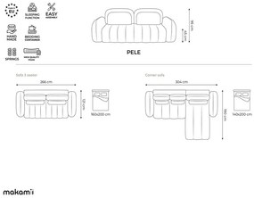 Svetlohnedá rozkladacia/s úložným priestorom pohovka z textílie buklé 266 cm Pele – Makamii