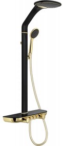 Mexen Bolt, sprchová sada s ručnou a dažďovou hlavicou, čierna-zlatá, 78108-75