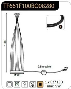 ACA DECOR Stojacia lampa SERIFOS max. 9W/E27/230V/IP20