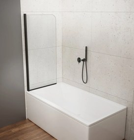 Aqualine Aqualine, VILMA vaňová zástena 600x1400 mm, čierna, číre sklo, AQ6014B