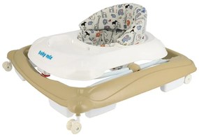 Detské chodítko Baby Mix s volantom a silikónovými kolieskami cappucino