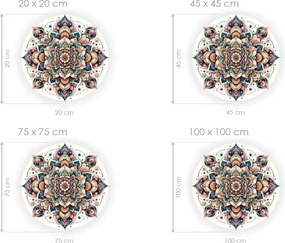 Úžasná mandala textilní prelepiteľná nálepka na stenu hárok 45 x 45 cm