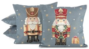 VIANOČNÁ GOBELÍNOVÁ DEKORAČNÁ OBLIEČKA NA VANKÚŠ NUTCRACKER 45X45 CM VZOROVANÁ