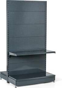 Predajný regál obojstranný, perfo steny, 1900 x 1000 x 900 mm, základný, antracit