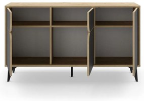 Nízka komoda v dekore duba v čierno-prírodnej farbe 140x79 cm Nola – Marckeric