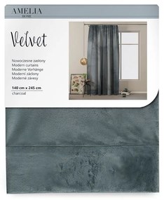 Závěs Amelia Home Velvet s řasící páskou grafitový