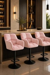 LuxuryForm DESIGN Barová stolička AMALFI VELUR na čiernom tanieri - ružová