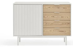 Nízka komoda v dekore duba v bielo-prírodnej farbe 108x80 cm Sierra – Teulat