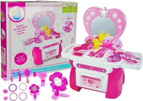 LEAN Toys Detský toaletný stolík, kozmetická súprava s doplnkami do vlasov