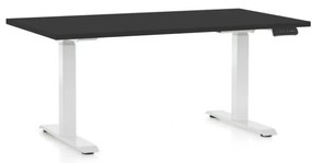 Výškovo nastaviteľný stôl OfficeTech D, 140 x 80 cm, biela podnož, čierna