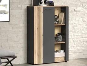 Presklená skrinka Esteban, antracit/dub evoke%