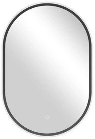 Cerano Valto, LED kúpeľňové zrkadlo 40x60 cm, kovový rám, čierna matná, CER-CER-NT8144D-40X60