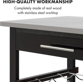 Klarstein Vermont, servírovací vozík, kuchynský vozík, 5 poschodí, drevo, ušľachtilá oceľ, mobilný