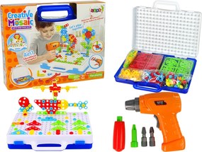 LEAN Toys Kreatívne mozaikové puzzle 4v1 Skrutkovač 237 dielikov
