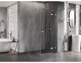 Mexen Lunar, 1-krídlový sprchový kút, pravý, 70 x 70 cm, 8mm číre sklo, brúsená oceľ profil, 834-070-070-97-00-P