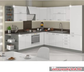 Drezová kuchynská skrinka Prado 80 ZL 2F BB - biely vysoký lesk
