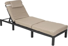 Záhradné lehátko HWC-A51 - krémové vankúše premium 10cm - antracit