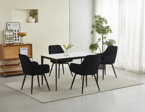 Jedálenská otočná stolička NANA360 zamatová, čierna (čierne nohy)