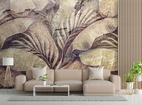 Gario Fototapeta Palmové listy, džungľa na imitácii betónu Materiál: Vliesová, Rozmery: 150 x 105 cm