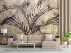 Gario Fototapeta Palmové listy, džungľa na imitácii betónu Materiál: Vliesová, Rozmery: 150 x 105 cm
