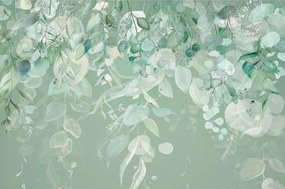 Tapeta pastelovo zelené listy - 225x270