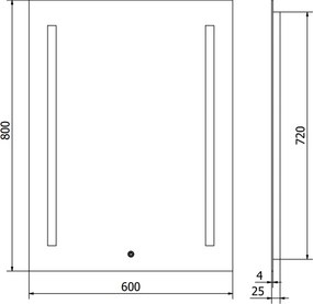 Mexen Remi, LED kúpeľňové zrkadlo s podsvietením 60x80 cm, 6000K, ochrana proti zahmlievaniu, 9804-060-080-611-00