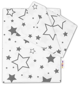 Baby Nellys 2-dielné s obliečkami - Sivé hviezdy a hviezdičky - biely 120x90