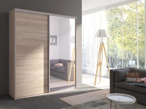 Šatníková skriňa s posuvnými dverami Gantera 1 B (dub sonoma) (so zrkadlom). Akcia -20%. Vlastná spoľahlivá doprava až k Vám domov. 1123800