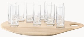 Ručne vyrobené poháre na shoty's podnosom z jaseňového dreva, 11 ks