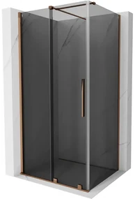 Mexen Velar, sprchový kút s posuvnými dverami 110 x 75 cm, 8mm šedé sklo, ružové zlato, 871-110-075-41-60