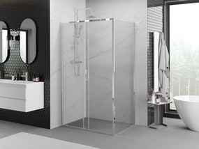 Mexen Exo, posuvná sprchová kabína, dvere 200 cm + bočná stena 95 cm, transparentné sklo, chróm, 8151-200-095-01-00
