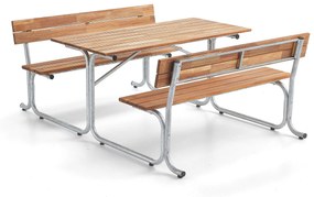 Záhradný stôl s lavičkami PARK, 1500 mm, hnedá