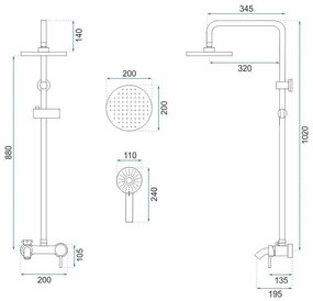 Rea Luis - sprchový set s vaňovým výtokom, medená matná, REA-P7156