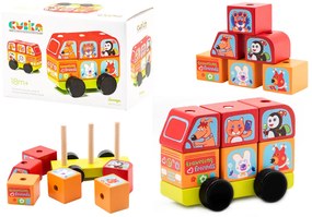 Lean Toys Drevený minibus – farebné kocky