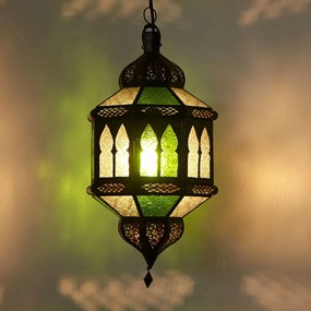 Orientálna lampa Biban Trombia bielo-zelená